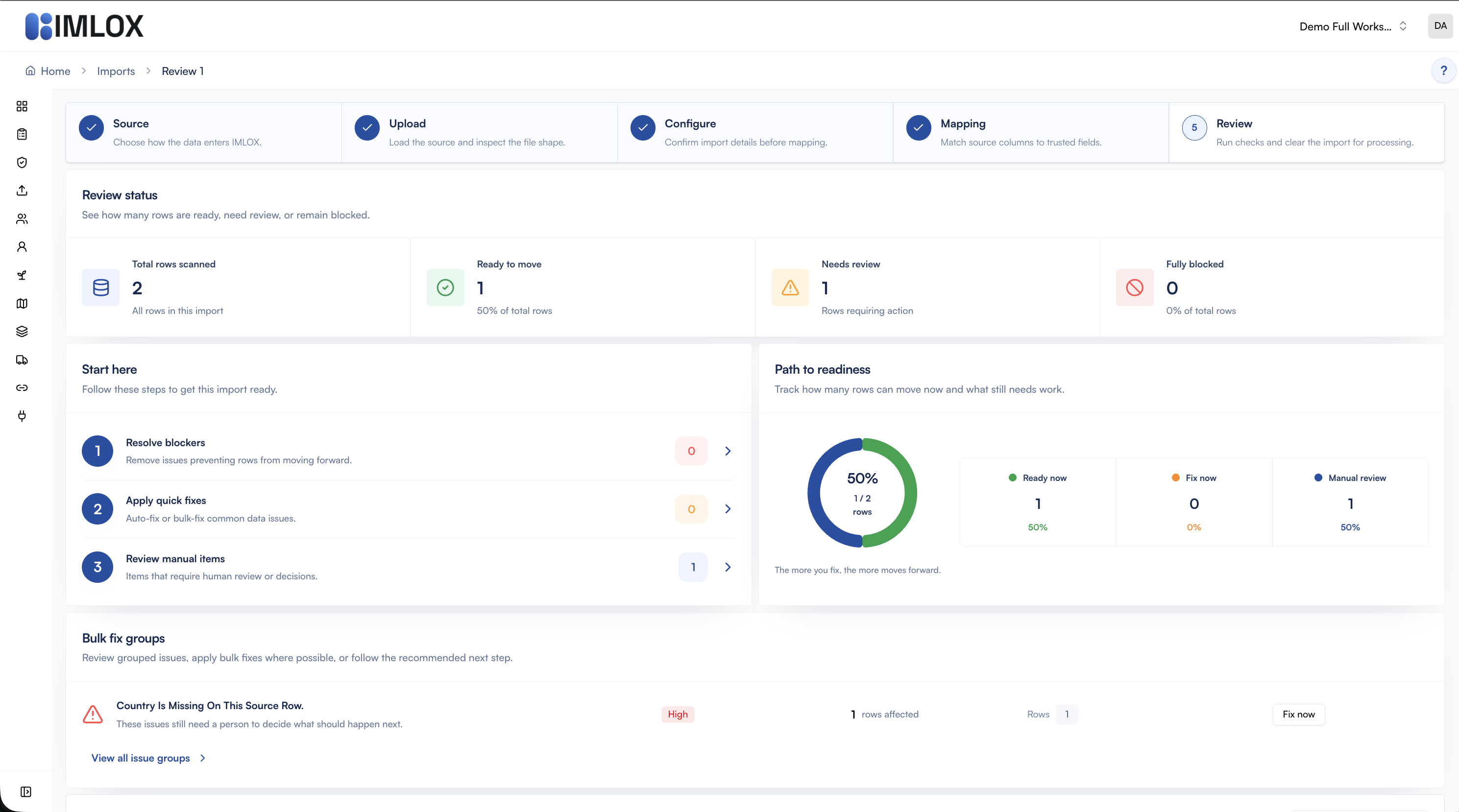 IMLOX import review screenshot